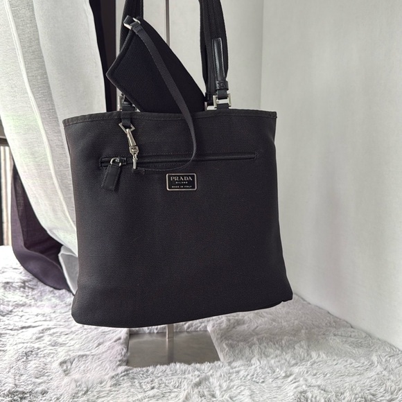 Prada Black and Tan Reversible Tote Bag with detachable pouch - Picture 1 of 12